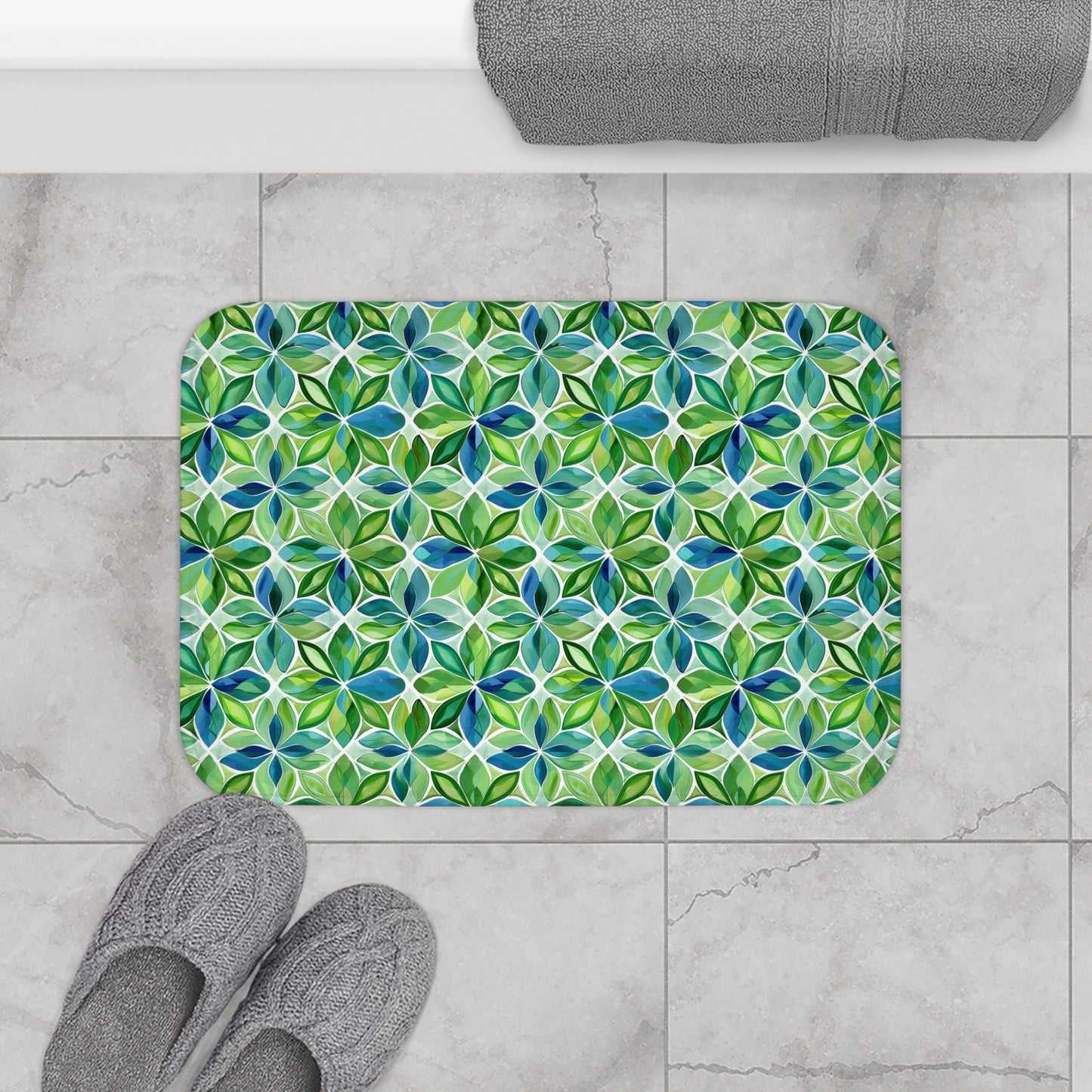 Spring Geo Bath Mat - Step into a Kaleidoscope of Color and Style! Available in 2 sizes.