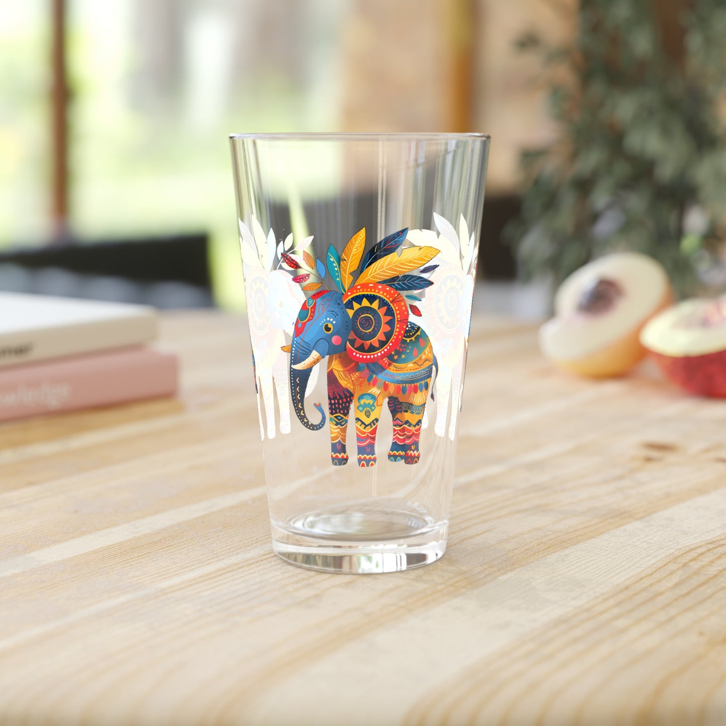 Ethnic Elephant Pint Glass - 16 oz - Stomp into Style with Every Sip with Ethnic Elephant!