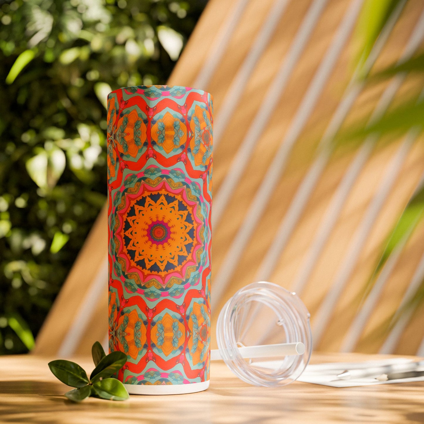 Golden Radiance Skinny Tumbler with Straw - 20 oz. Insulated Stainless Steel - Glow with Every Sip of Golden Radiance!