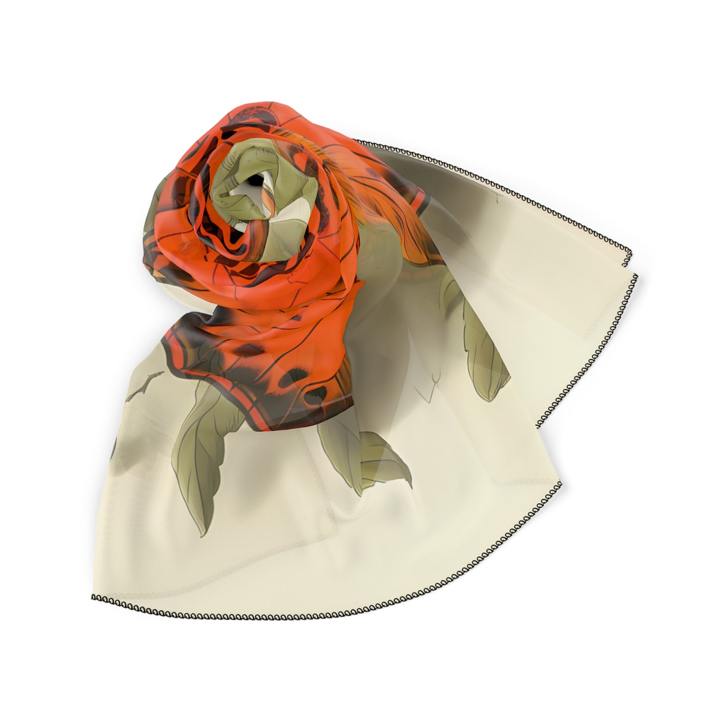 Butterfly Botanical Poly Voile Scarf. Lightweight & Stylish Accessory. Available in 2 sizes: 25" x 25" or 50" x 50"