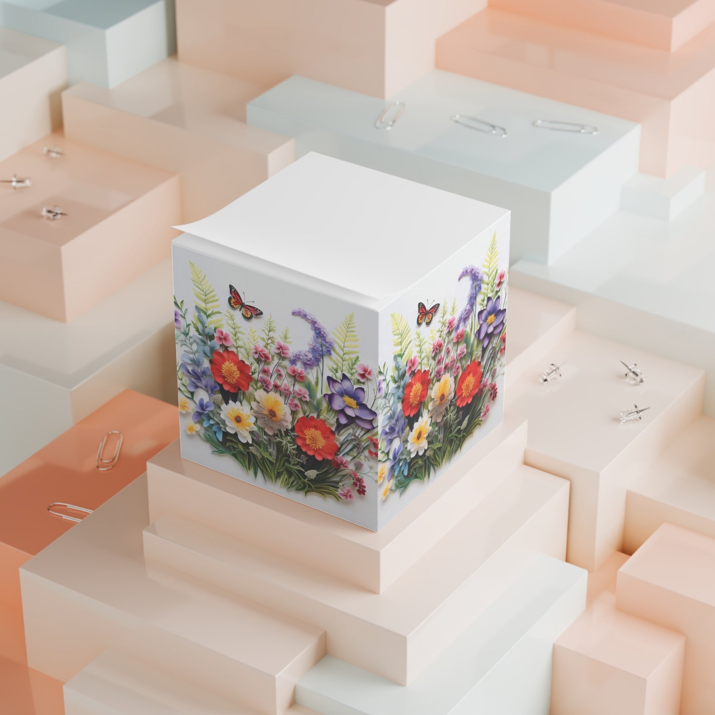 Serene Sunlit Meadow Note Cube - Bring Nature's Tranquility to Your Notes.