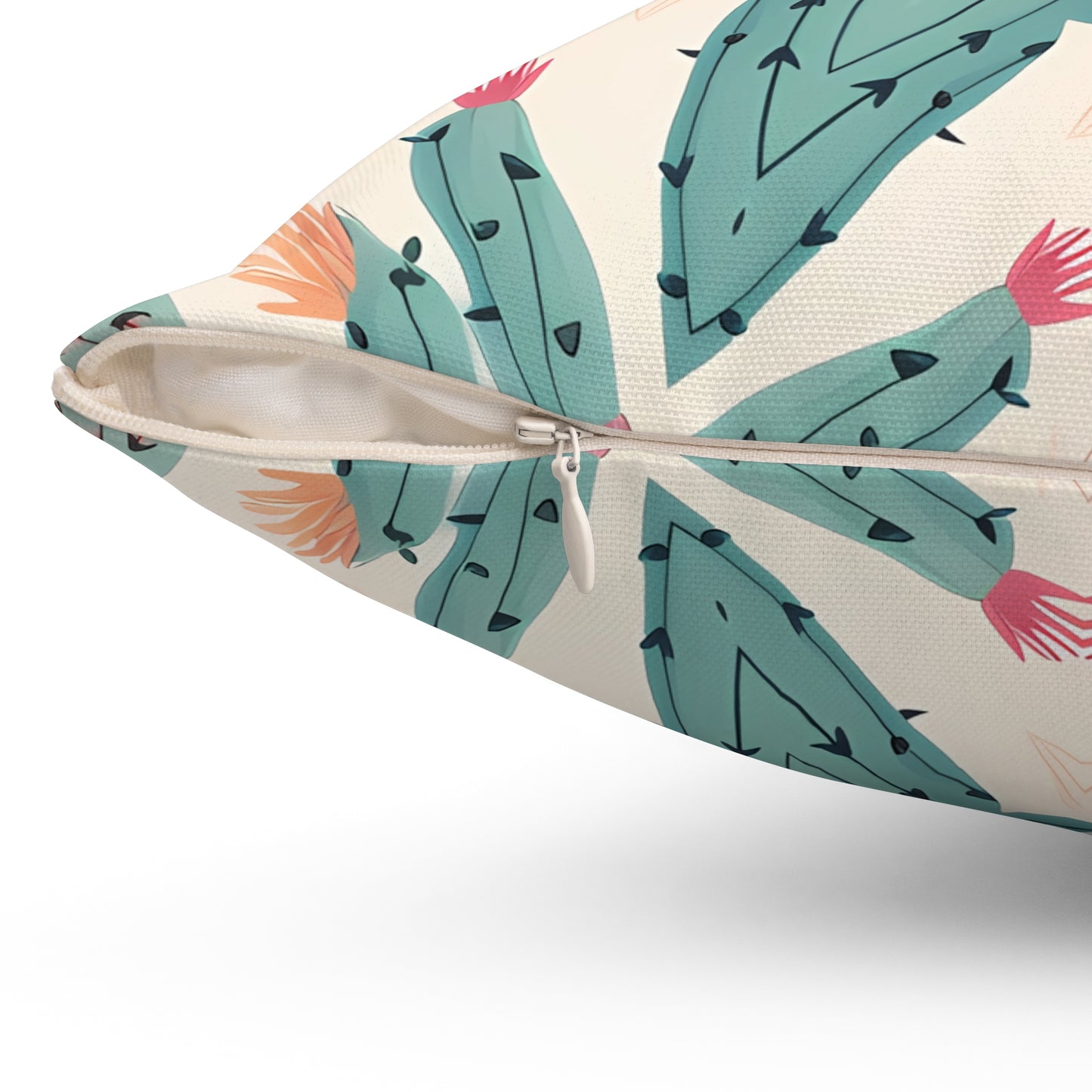 Desert Cactus Star Tile Square Throw Pillow - Double Sided Print - Concealed Zipper - Available in 4 sizes.