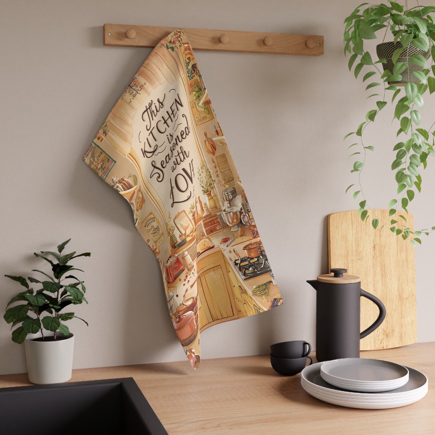 Seasoned with Love Kitchen Towel - Cotton Twill - 18" x 30" - Cook Up Comfort with Every Wipe!