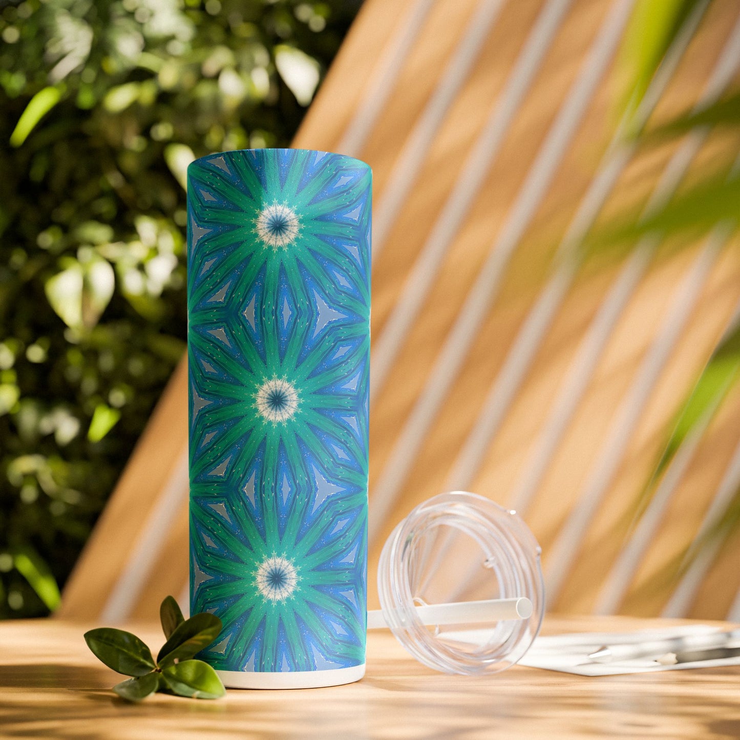 Sapphire Nebula Skinny Tumbler with Straw - 20 oz. Insulated Stainless Steel - Explore the Cosmos with Every Sip!