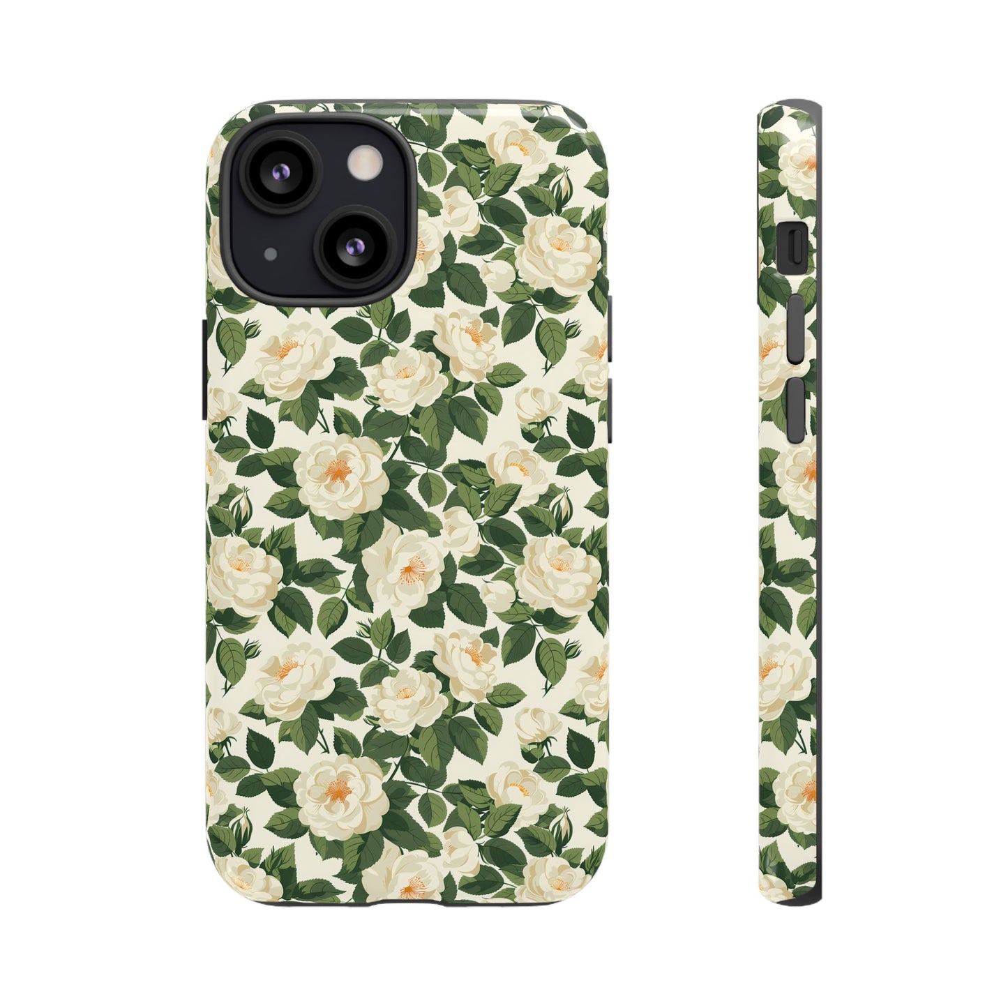 White Roses at Dawn Tough Phone Case for Apple iPhone, Samsung Galaxy, and Google Pixel.