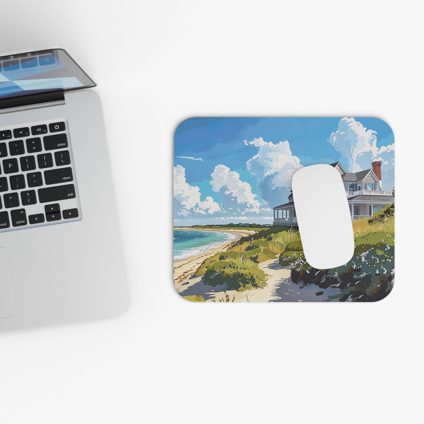 Nantucket Beach House Mouse Pad - Bring Coastal Calm to Your Desk With Nantucket Beach House!