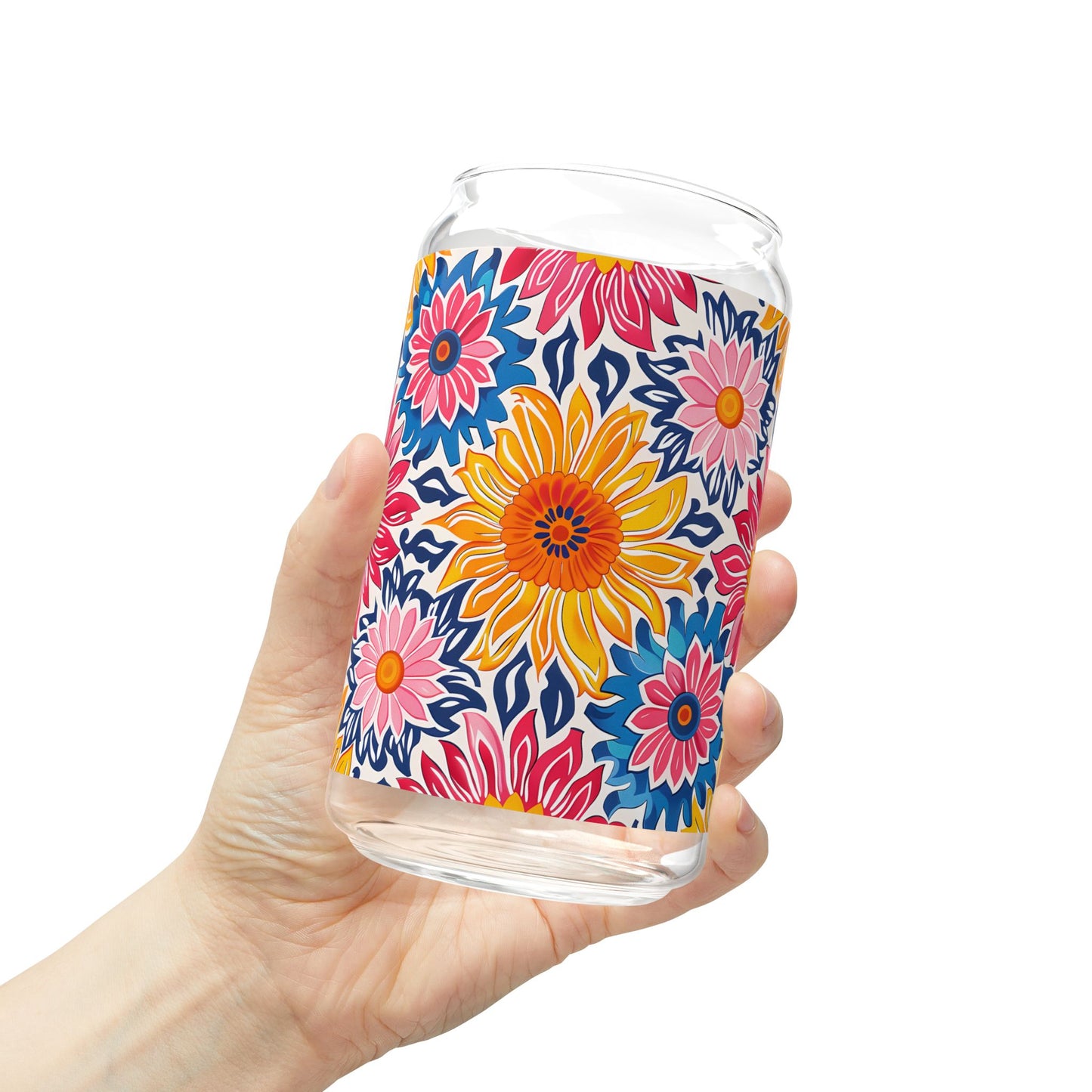 Sunsplash Petals Sipper Glass Tumbler - 16 oz - Sip in the Sunshine with Every Petal!