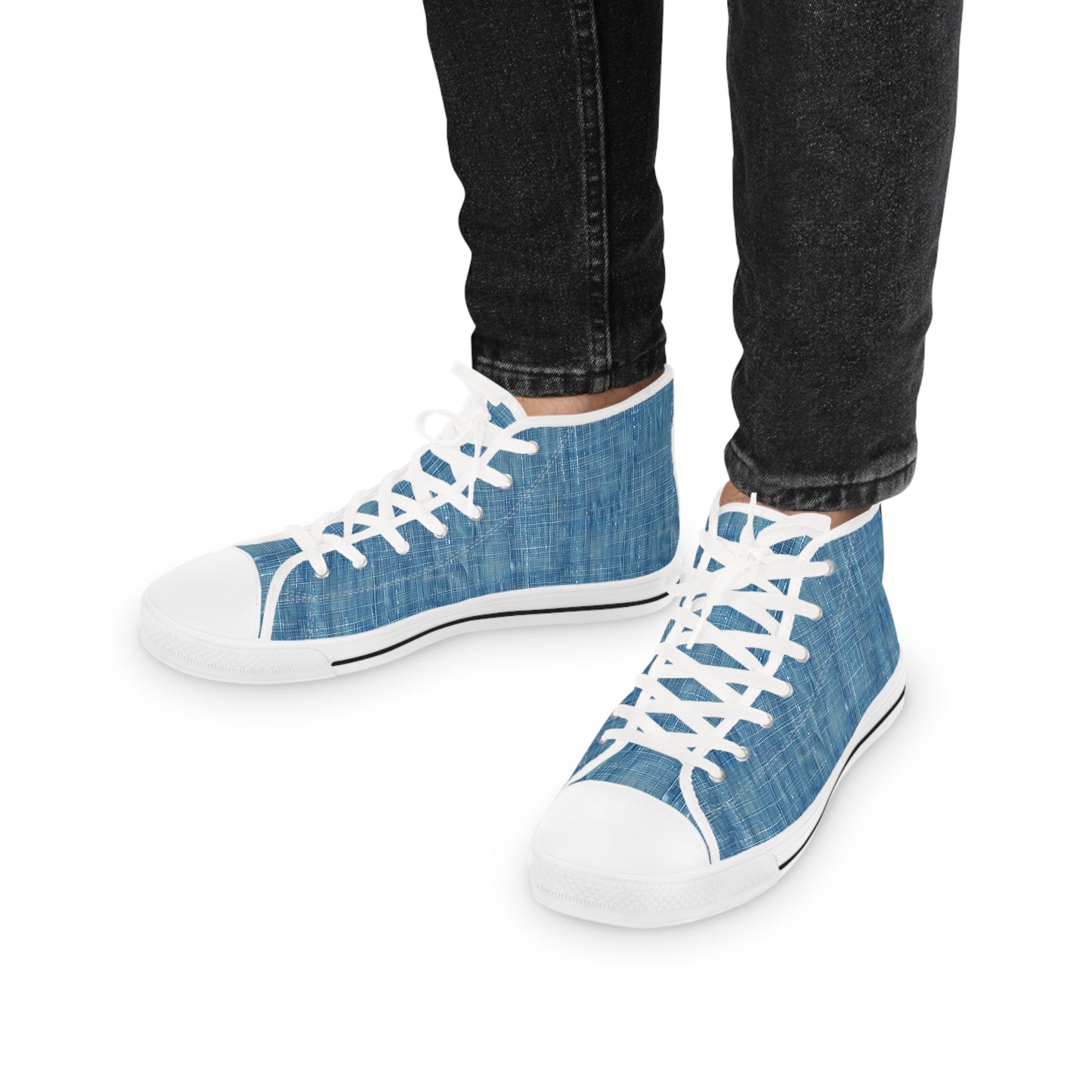 Blue Denim Men's High Top Sneakers - Step Into Style – Where Timeless Denim Meets Contemporary Cool!