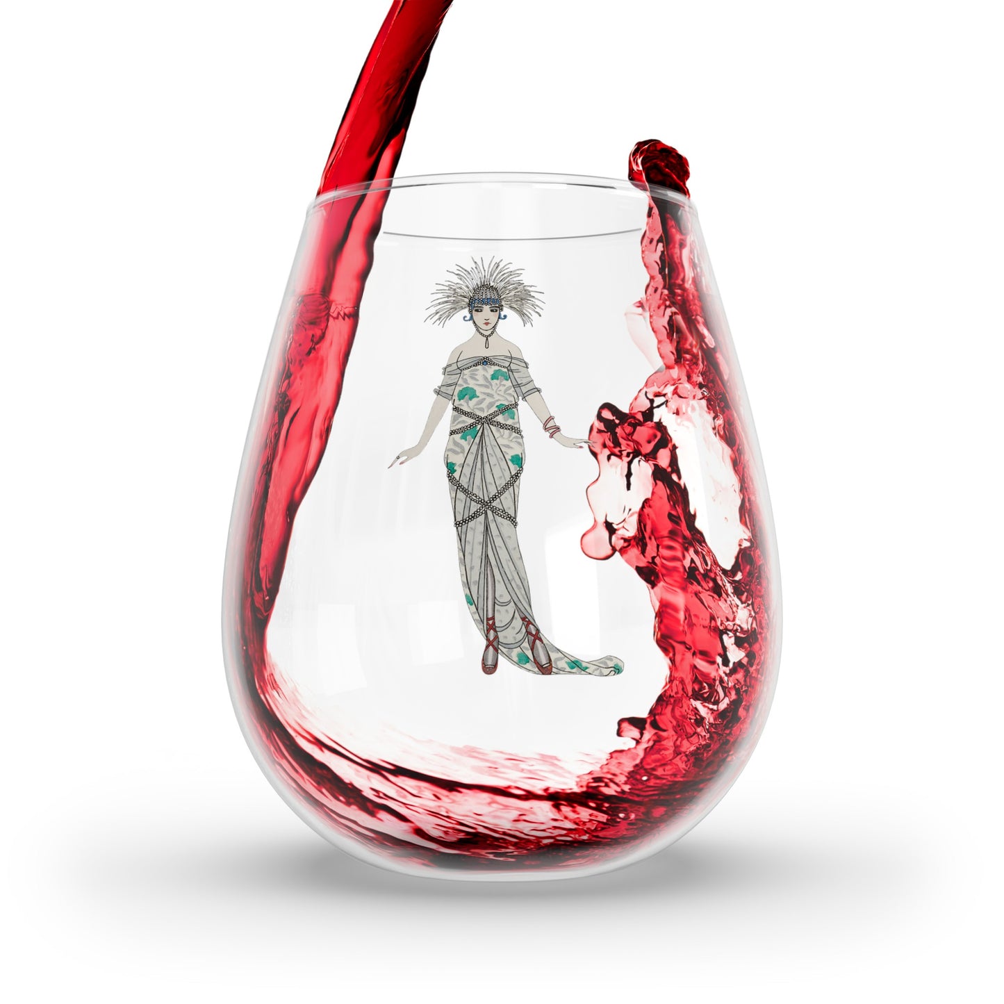 Grecian Grace Roaring Twenties Stemless Wine Glass - 11.75 oz - From Our Vintage Vogue Collection.