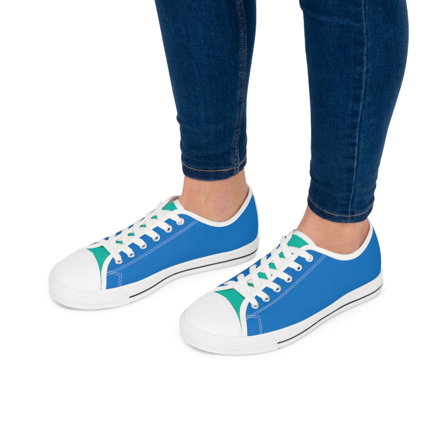 Paradise Blue Ladies' Two-Tone Low Top Sneakers - Ride the Wave – Where Ocean Calm Meets Turquoise Charm!