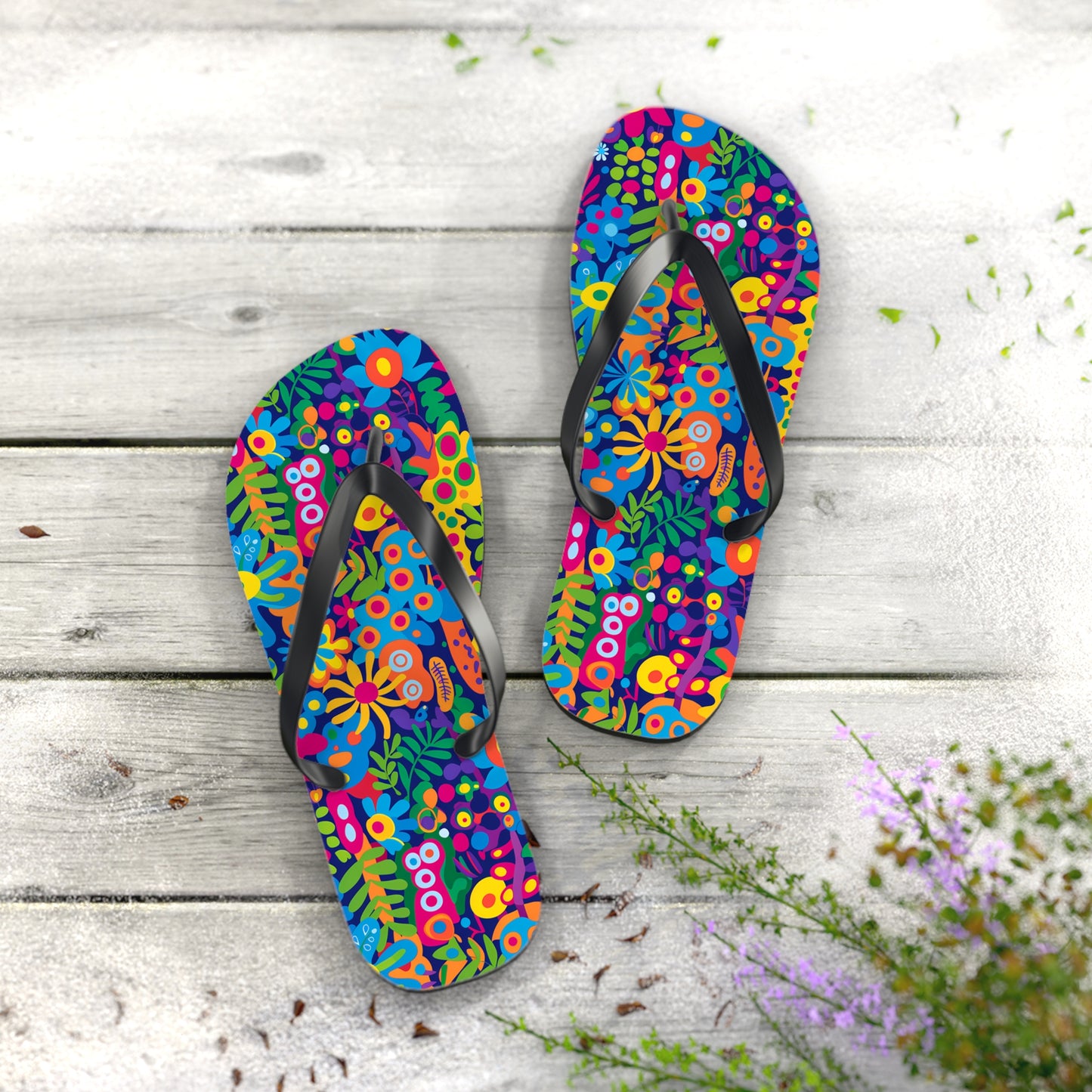 Groovy Garden Flip Flops. 5/8" Thick Comfortable Summer or Winter Gym/Sauna Footwear for Men and Women.