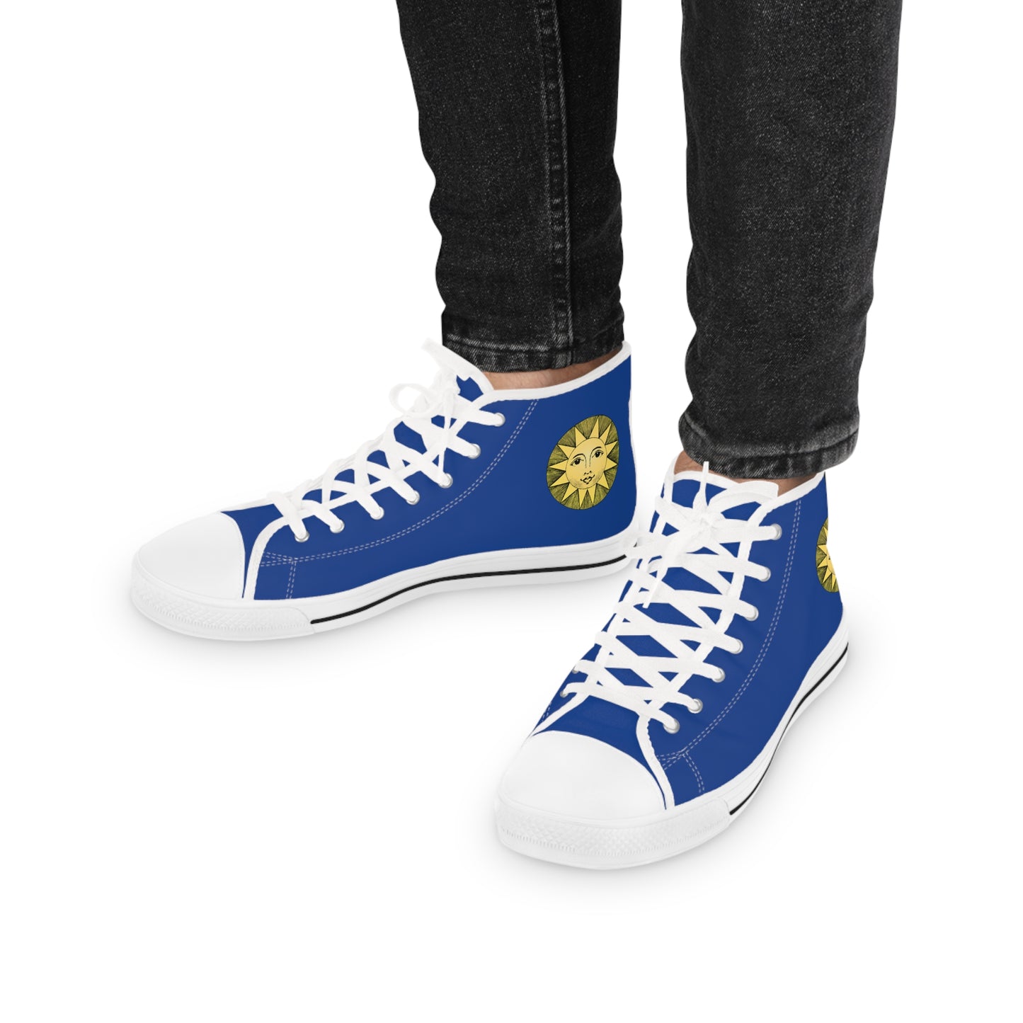 Vintage Sun Men's High Top Sneakers - Step Into the Past – Where Vintage Elegance Shines!
