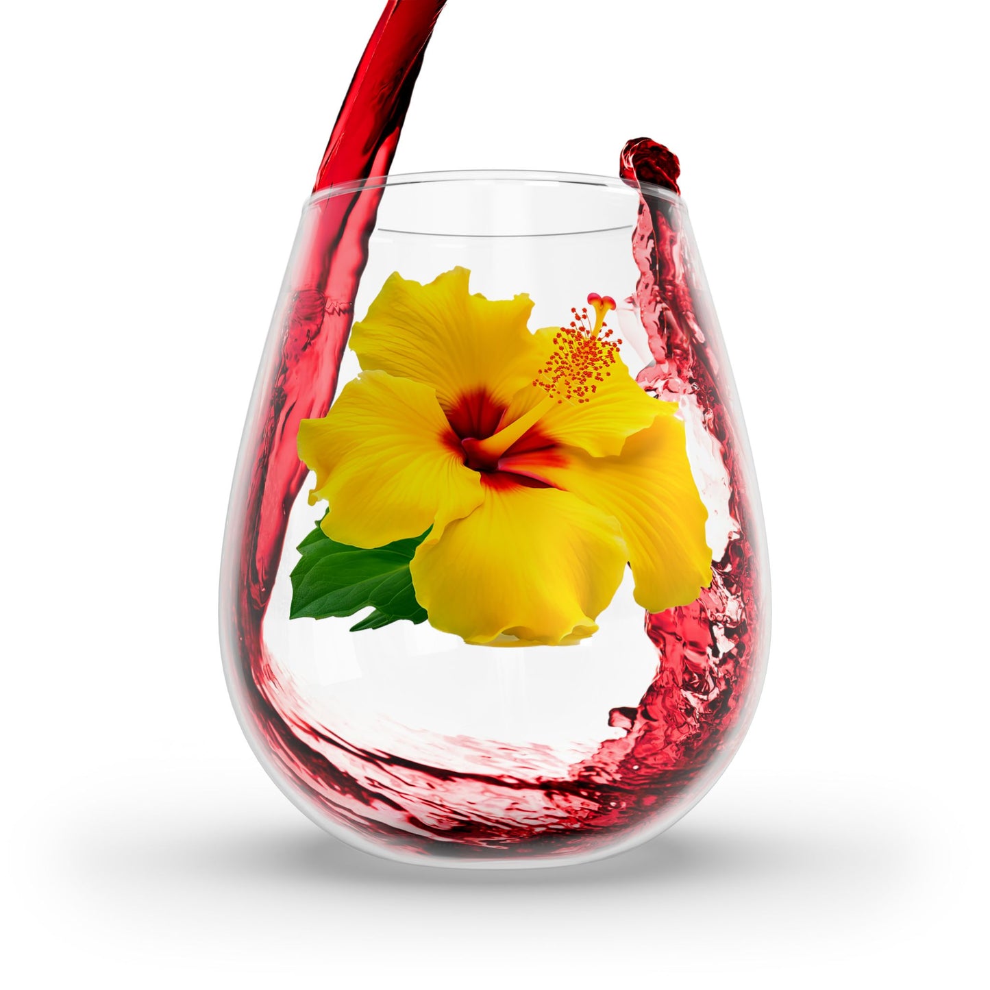 Aloha Hibiscus Stemless Wine Glass - 11.75 oz - Celebrate the Aloha Spirit! From our Hibiscus Bloom Collection.