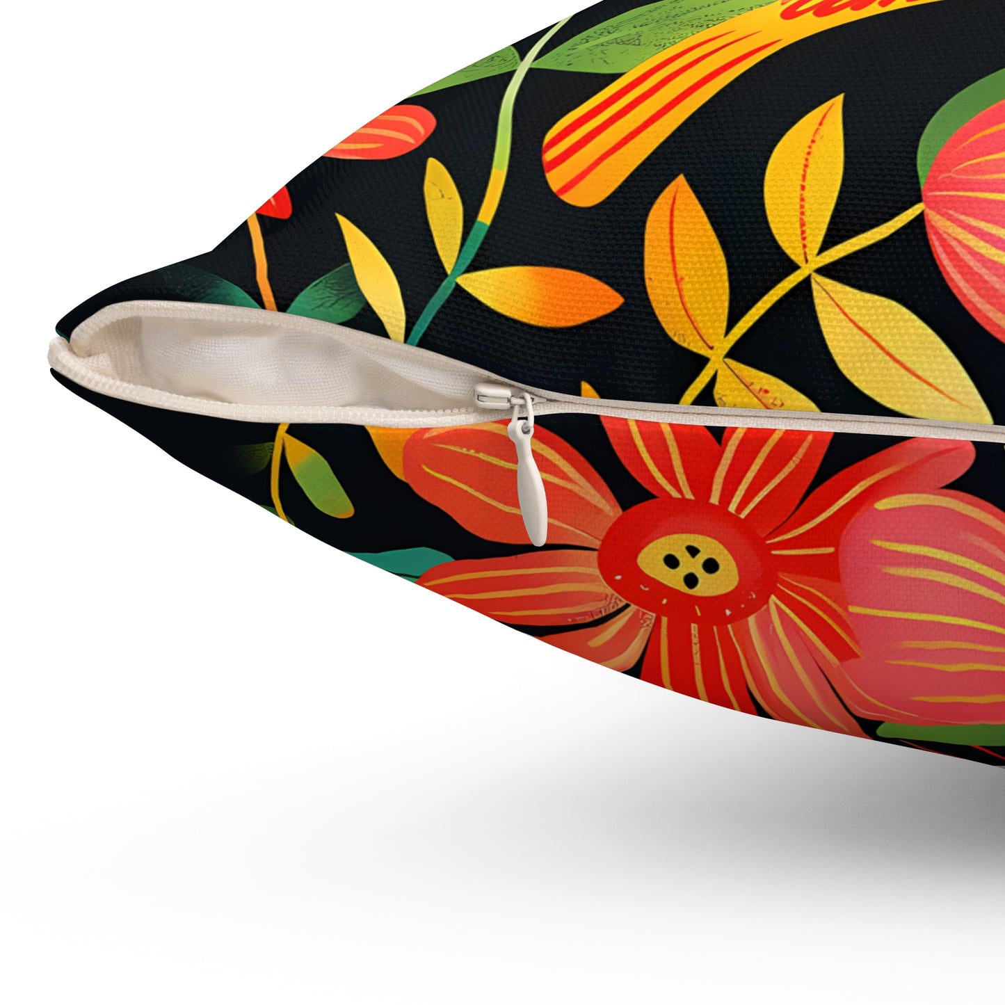 Blooming Bird Wonderland Square Throw Pillow - Spun Polyester - Double-Sided Print - Concealed Zipper - Available in 7 sizes.