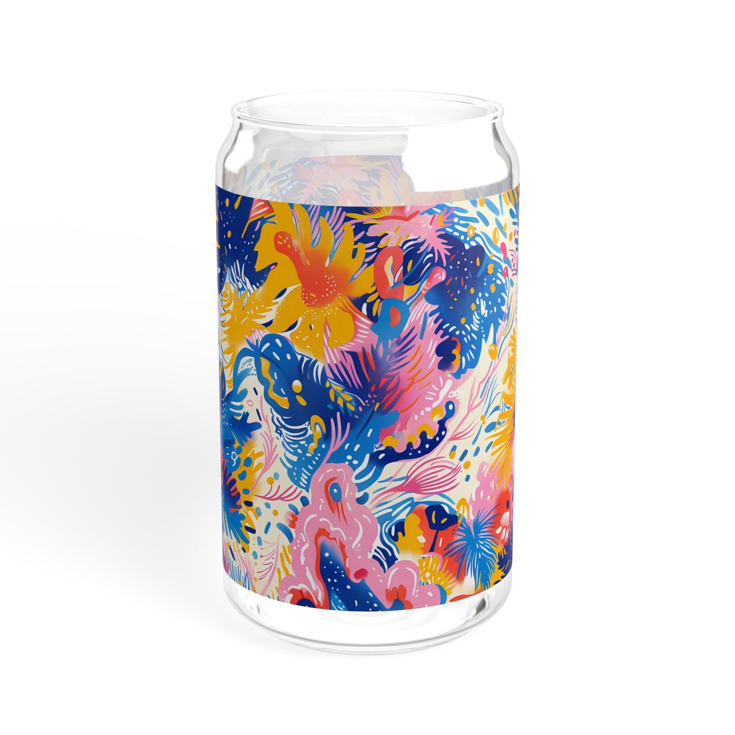 Splatter Blossom Sipper Glass Tumbler - 16 oz - Sip a Splash of Color with Splatter Blossom!