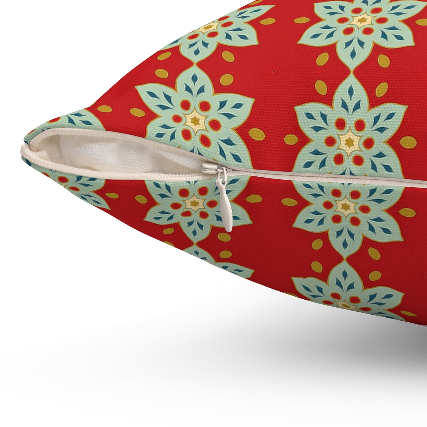 Cranberry Blossom Arabesque Square Throw Pillow - Spun Polyester - Double-Sided Print - Concealed Zipper - Available in 4 sizes.