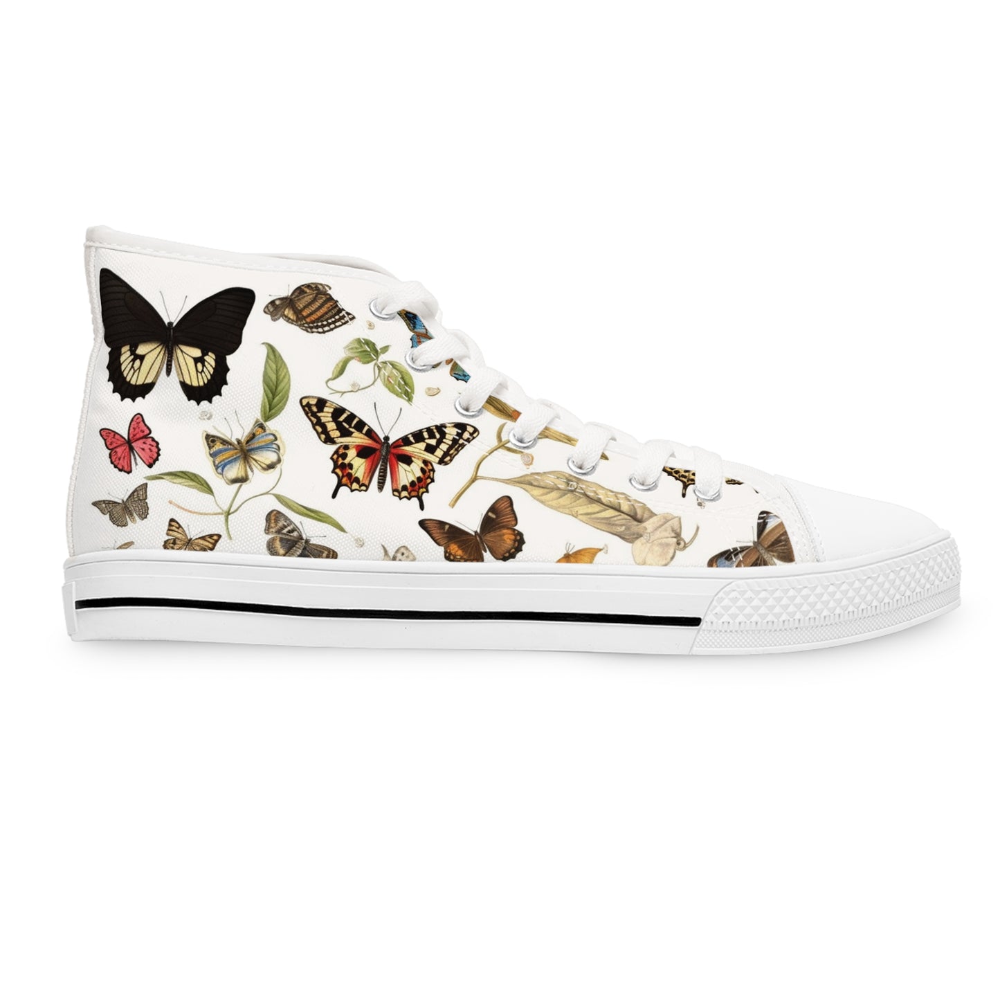 Botanical Butterflies Ladies' High Top Sneakers - Flutter into Style With these Light-as-a-Butterfly Sneakers!