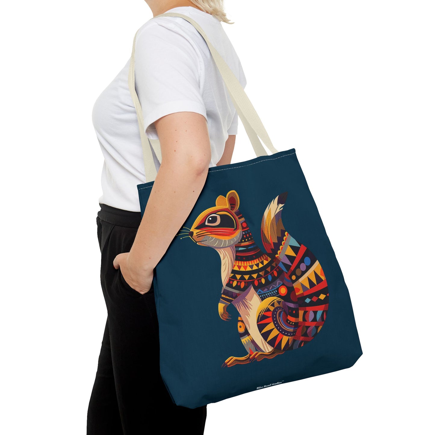 Autumn Squirrel Tote Bag - Wild Whimsy with a Tribal Twist! From our Spirit of the Wild Collection. Available in 3 sizes.