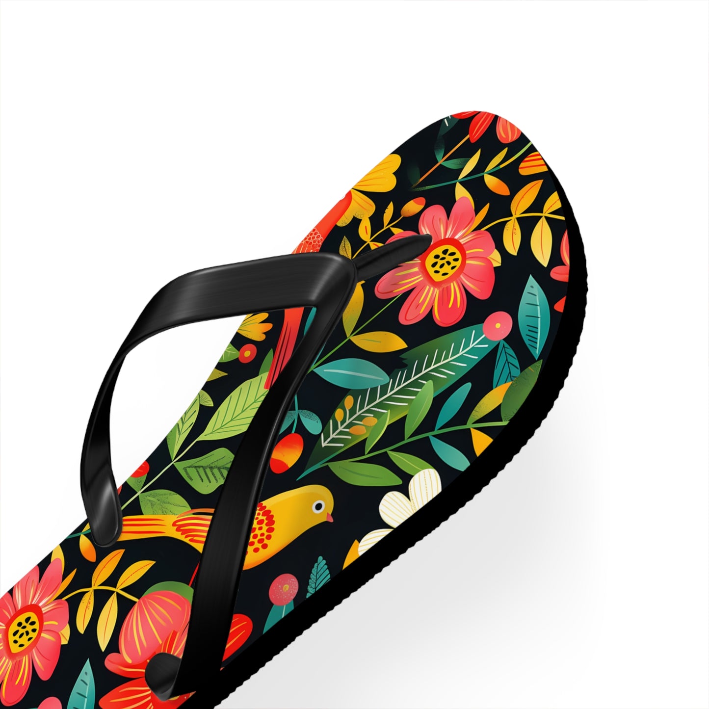 Blooming Bird Wonderland Flip Flops. 5/8" Thick Comfortable Summer or Winter Gym/Sauna Footwear for Men and Women.