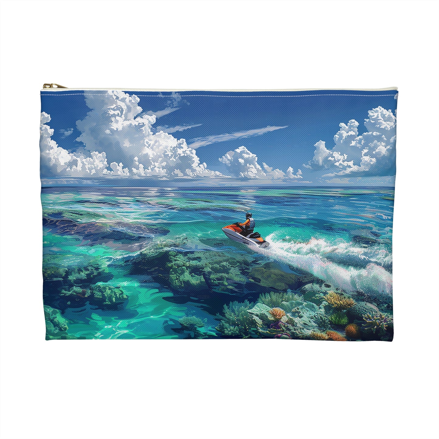 Jet Ski Tropical Paradise Accessory Pouch - Ride the Waves of Tropical Adventure! Available in 2 sizes.