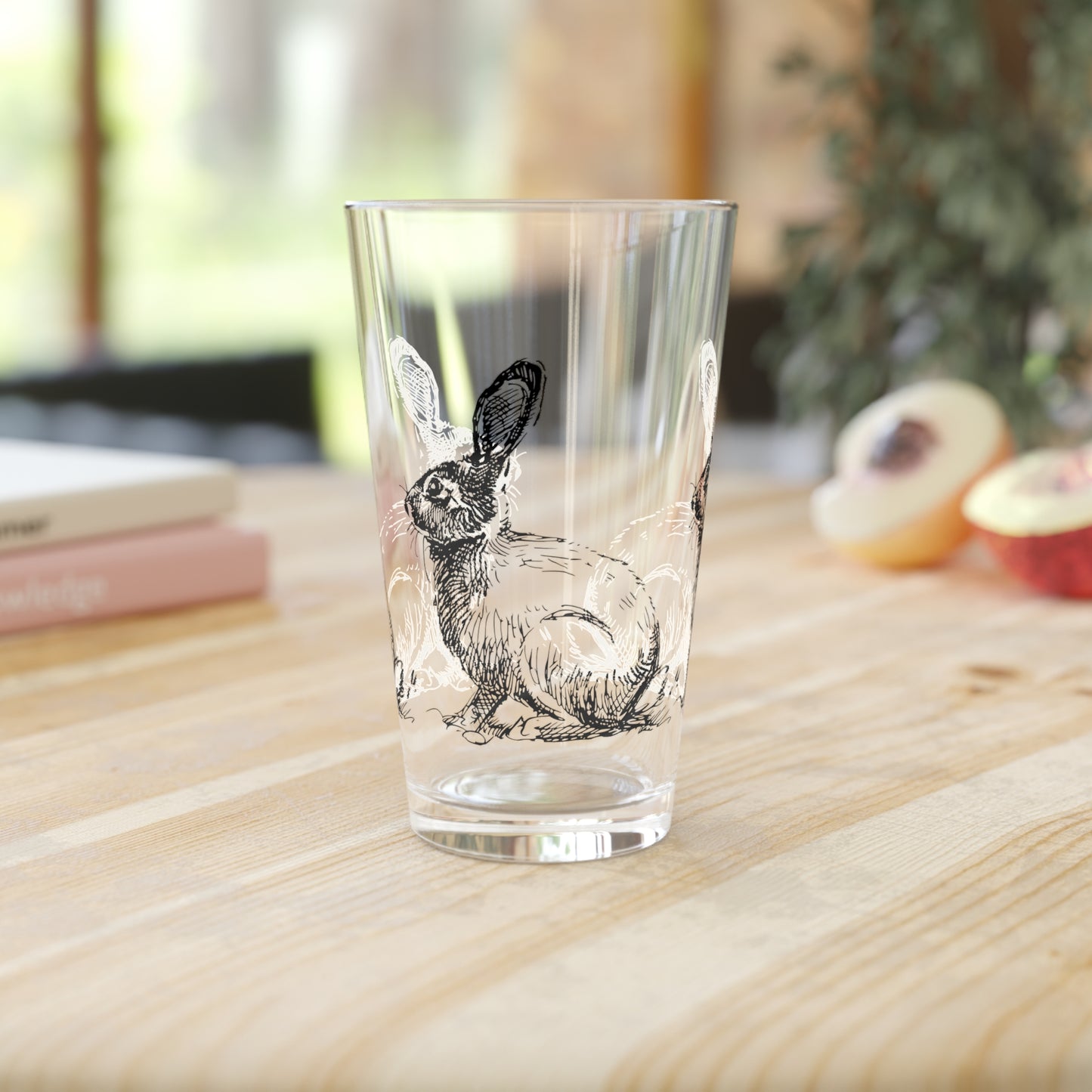 Vintage Sitting Rabbit Pint Glass - 16 oz - Drawn From History - Sip with a Vintage Bunny! From Our Woodland Dreams Collection.