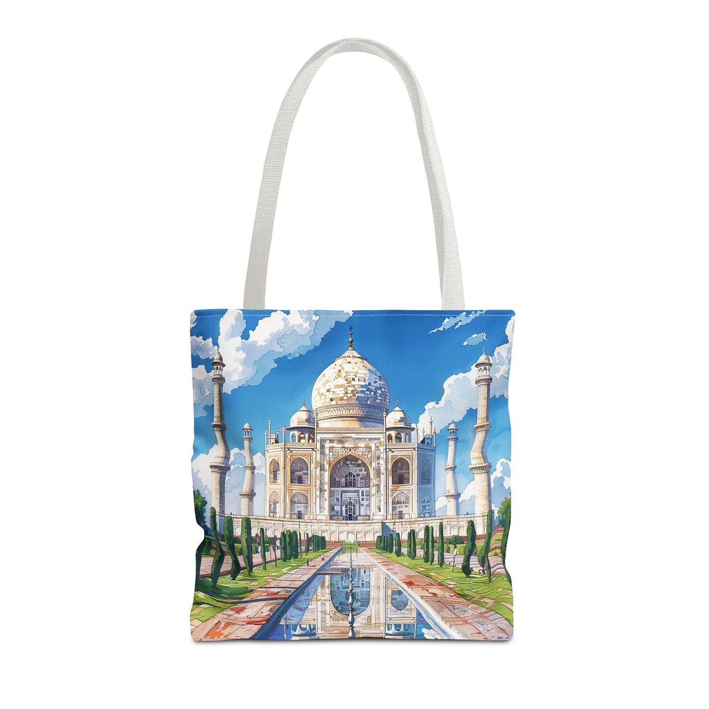 Taj Mahal Reflection Tote Bag - Carry the Splendor of the Taj Wherever You Go! Available in 3 sizes.