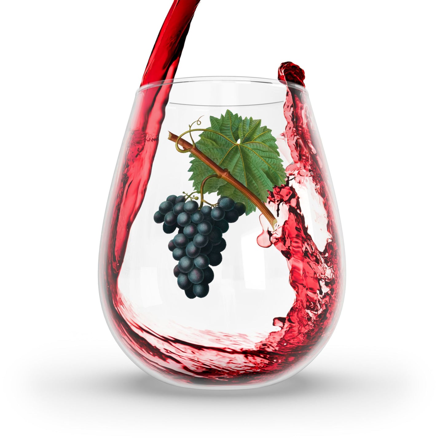 Black Grapes Stemless Wine Glass - 11.75 oz - Sip in Splendor: Discover the Purple Majesty! From Our Vibrant Vineyard Collection.