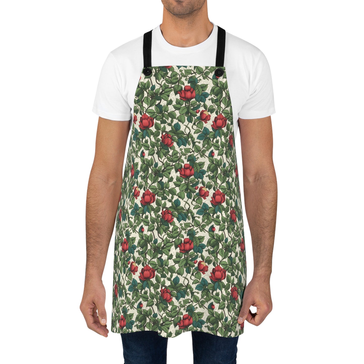 Classic Red Rose & Vine Adult Apron - Cook with Vintage Charm in our Classic Red Vine Apron!