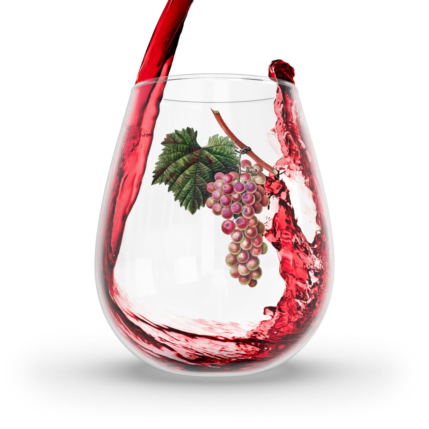 Red Grapes with Leaves Stemless Wine Glass - 11.75 oz - Ripe for the Sipping - Unwind with our Red Grapes Glass! From Our Vibrant Vineyard Collection.