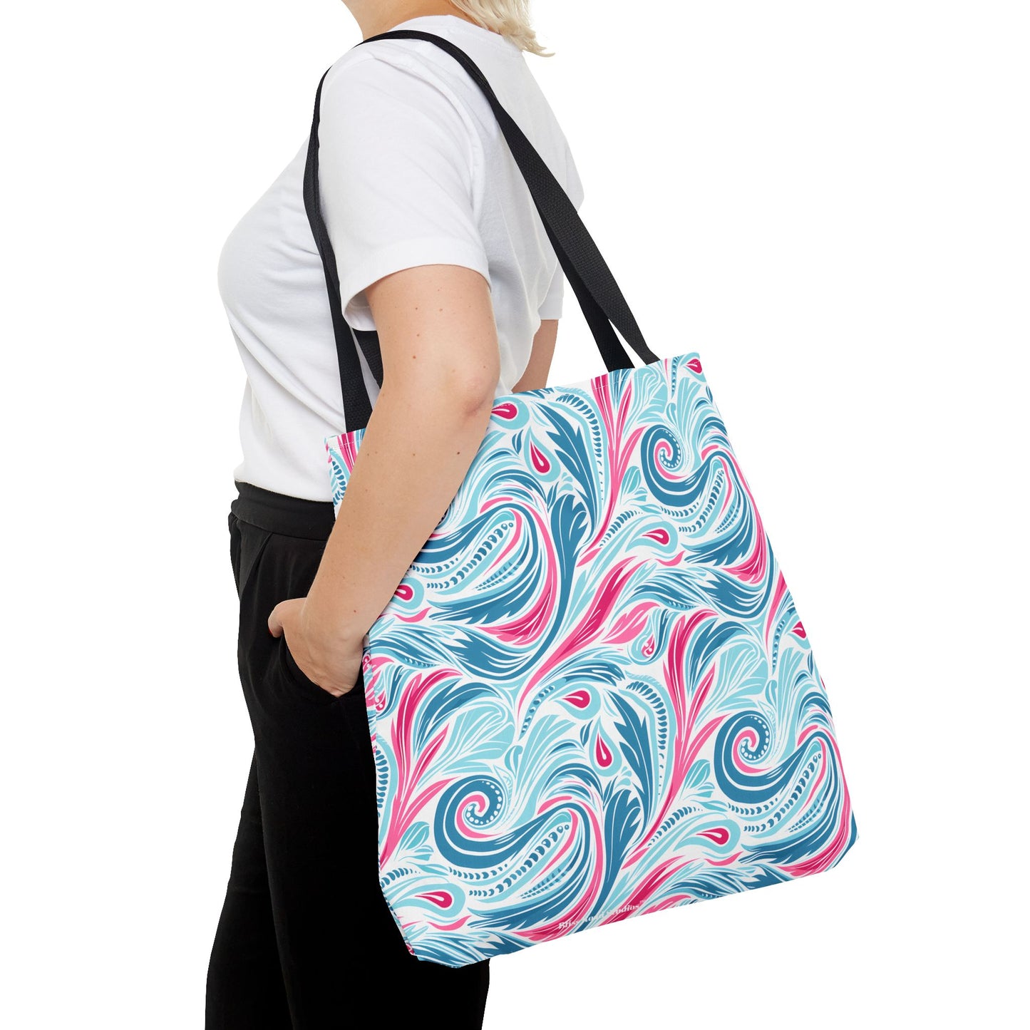 Teal Tide Twirl Tote Bag - Go Through Life with Coastal Charm! Available in 3 sizes.