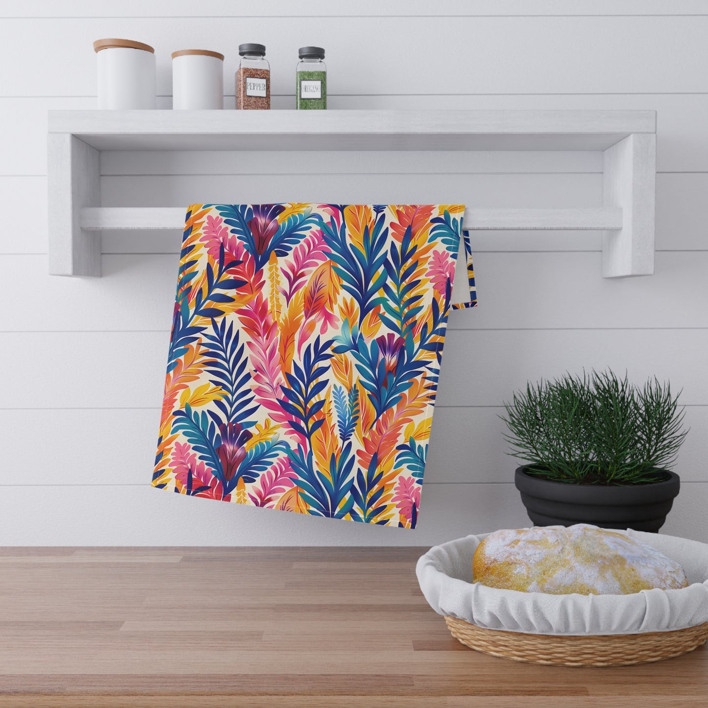 Fern-Tastic Whimsy Kitchen Towel - Cotton Twill 18" x 30" - Whimsy in Every Wipe – Bring Art to Your Kitchen Chores!