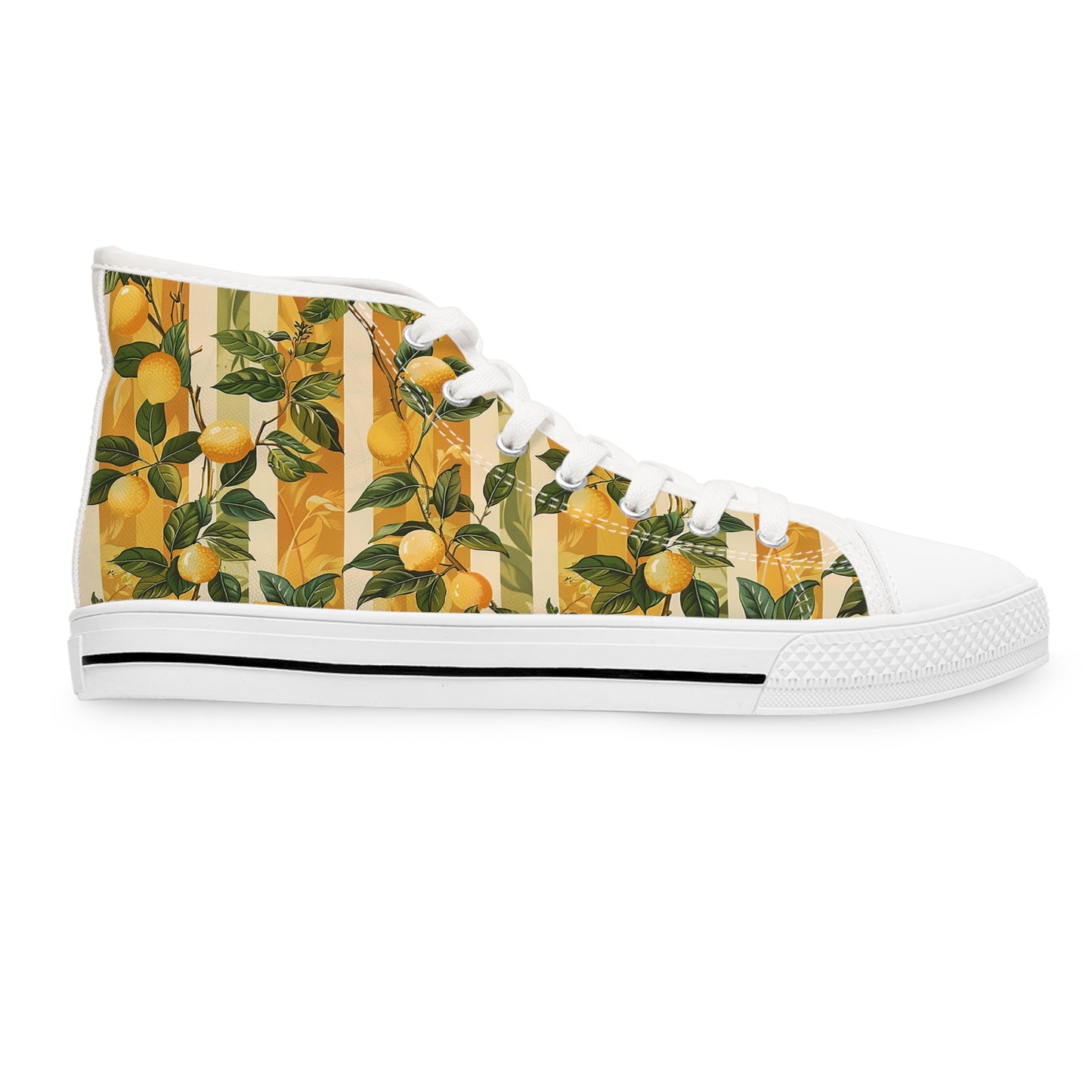 Lemon Grove Elegance Ladies' High Top Sneakers - Fresh from the Grove – Where Elegance Meets Everyday Style!