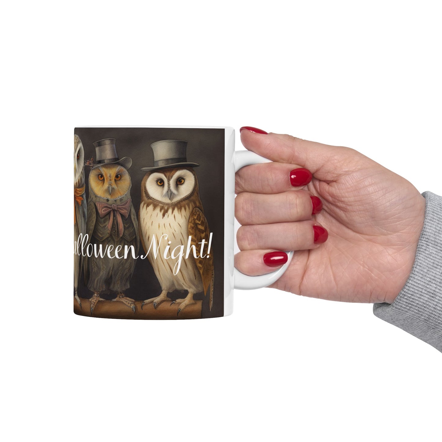 Vintage Halloween Ceramic Mug - 11 oz. - Owl See You on Halloween Night! - Perfect Mug for Owl Lovers and Halloween Fans. Too Cute! (Whoo...Whoo...)