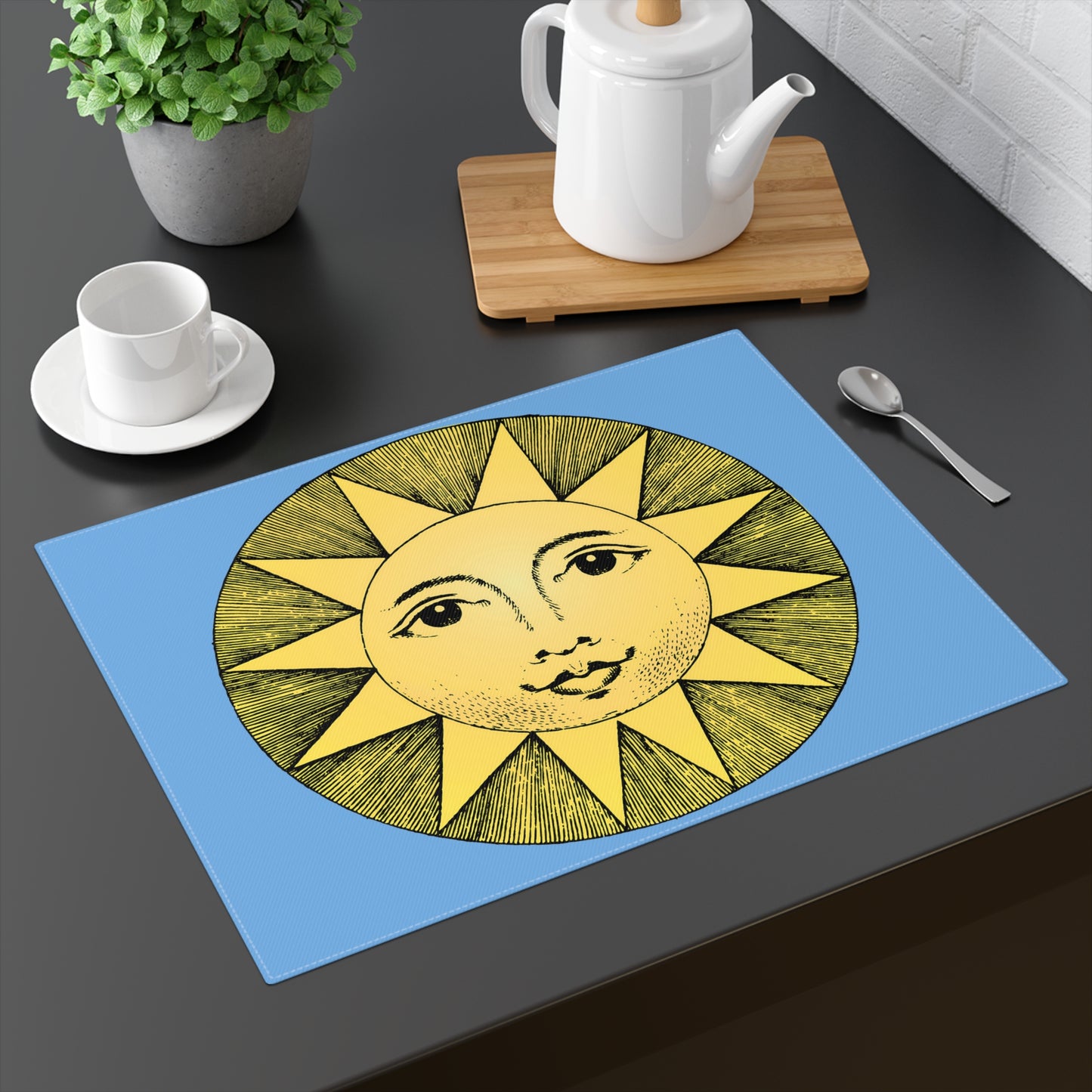 Vintage Sun Placemat - Brighten Your Table with Timeless Sunshine! Cotton Twill - 18" x 14"