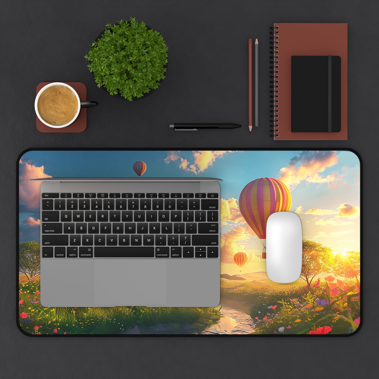 Hot Air Balloons at Sunrise Desk Mat (Desk Pad) - Float into a New Day with Style! Available in 3 sizes.