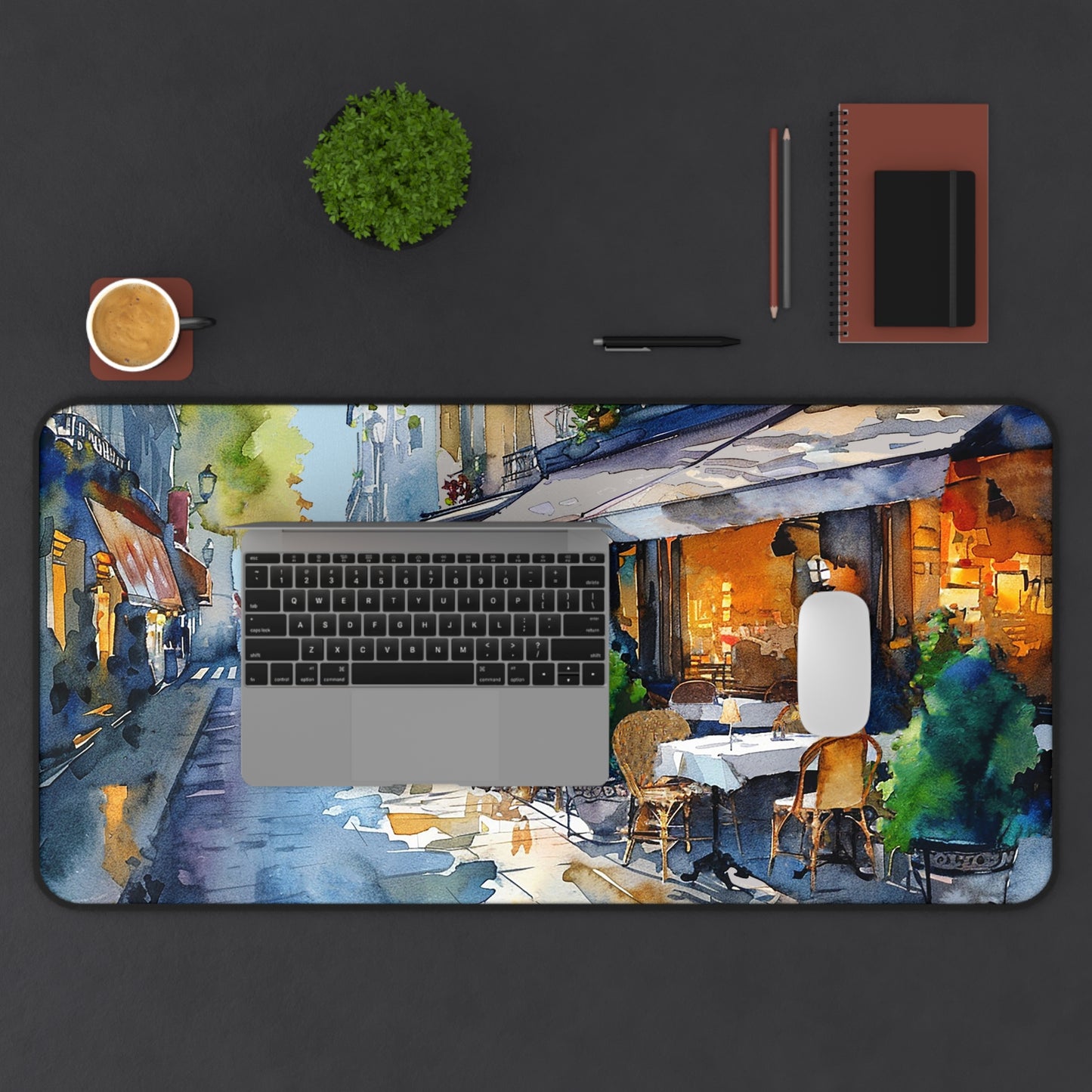 Parisian Bistro Bliss Desk Mat (Desk Pad) - Work in Paris – Where Elegance Meets Productivity! Available in 3 sizes.