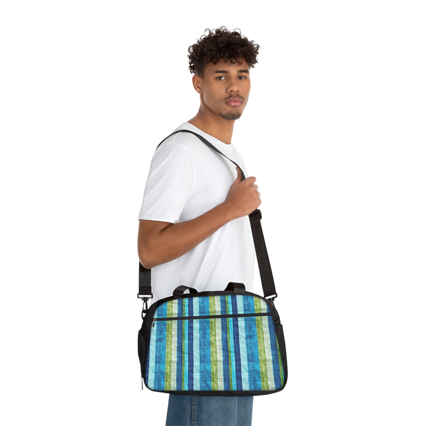 Ocean Whisper Stripes Fitness Gym Bag - Ride the Waves of Fitness - Style that Works Out!