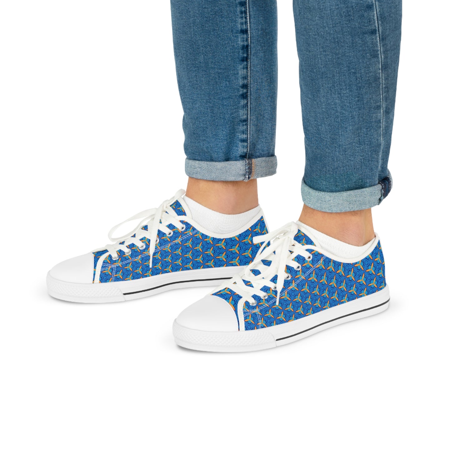 GeoHive Men's Low Top Sneakers - Step into Sharp Style - Where Geometry Meets Bold Color!