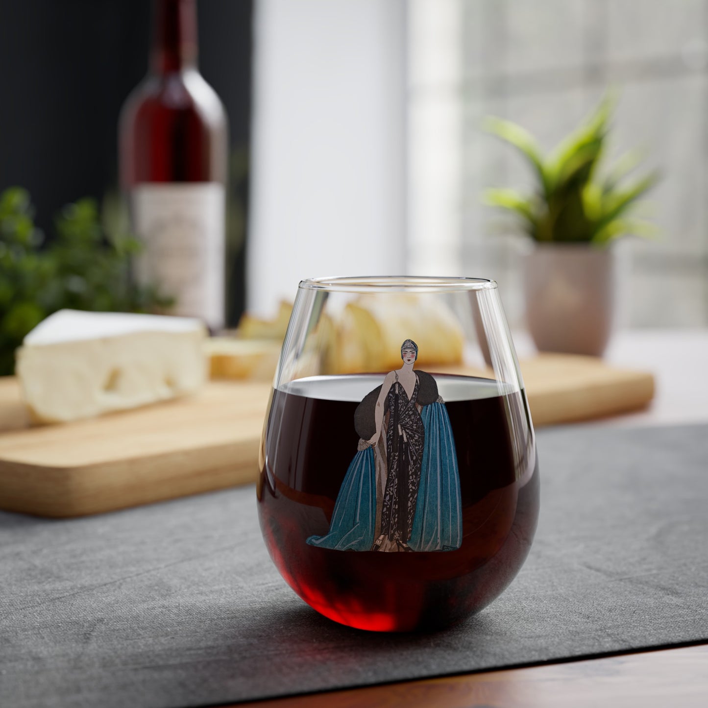 Midnight Elegance Roaring Twenties Stemless Wine Glass - 11.75 oz - From Our Vintage Fashion Collection!