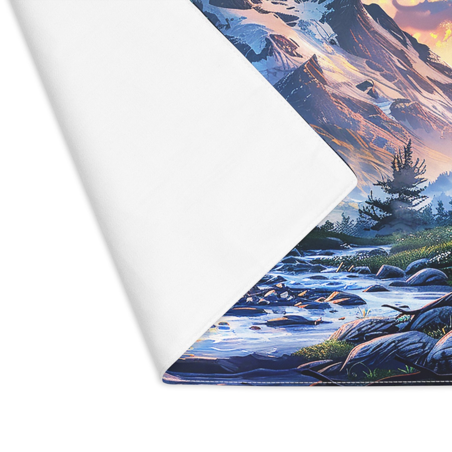Mountain Creekside Campfire Placemat - Dine in the Wilderness—Where Every Meal is an Adventure! Cotton Twill - 18" x 14"