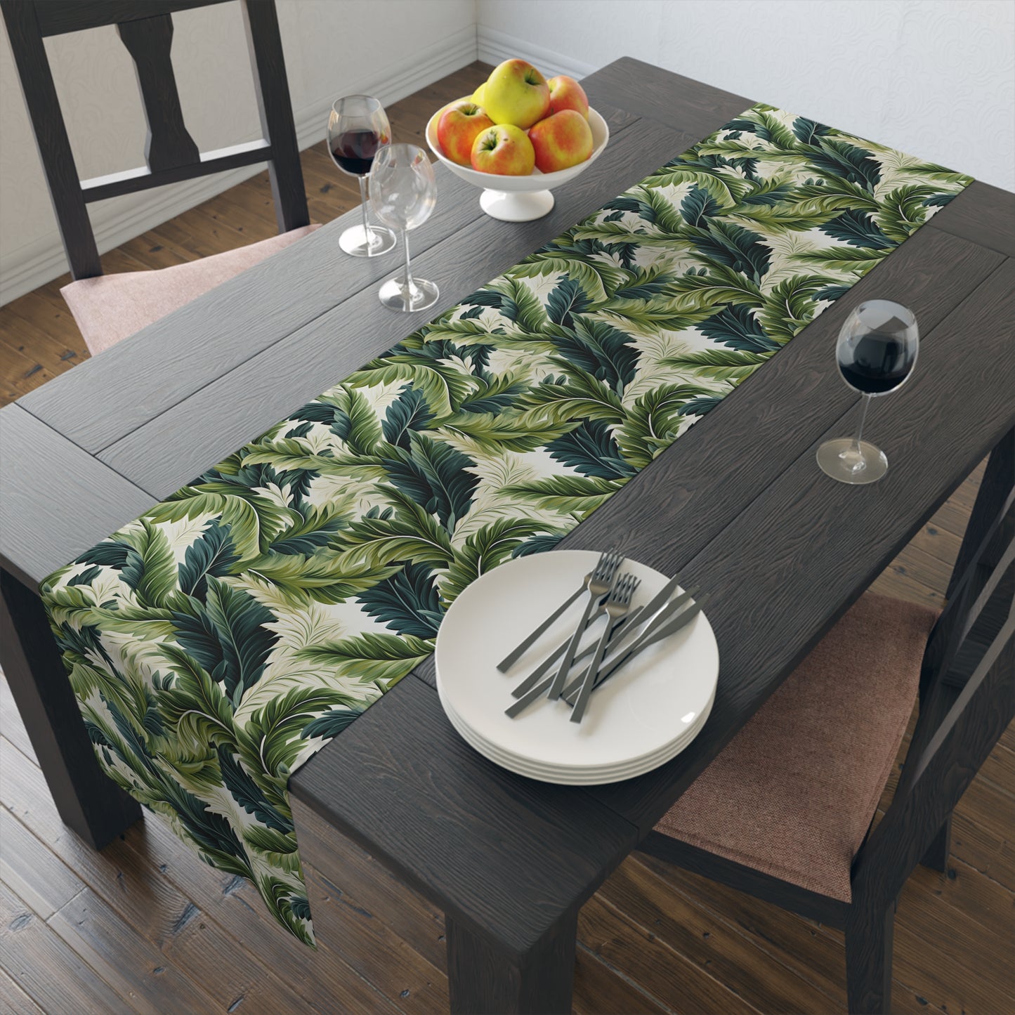 Island Green Ferns Table Runner - Bring Miami Tropical Elegance to Your Table with Island Green Ferns! Available in 2 sizes.