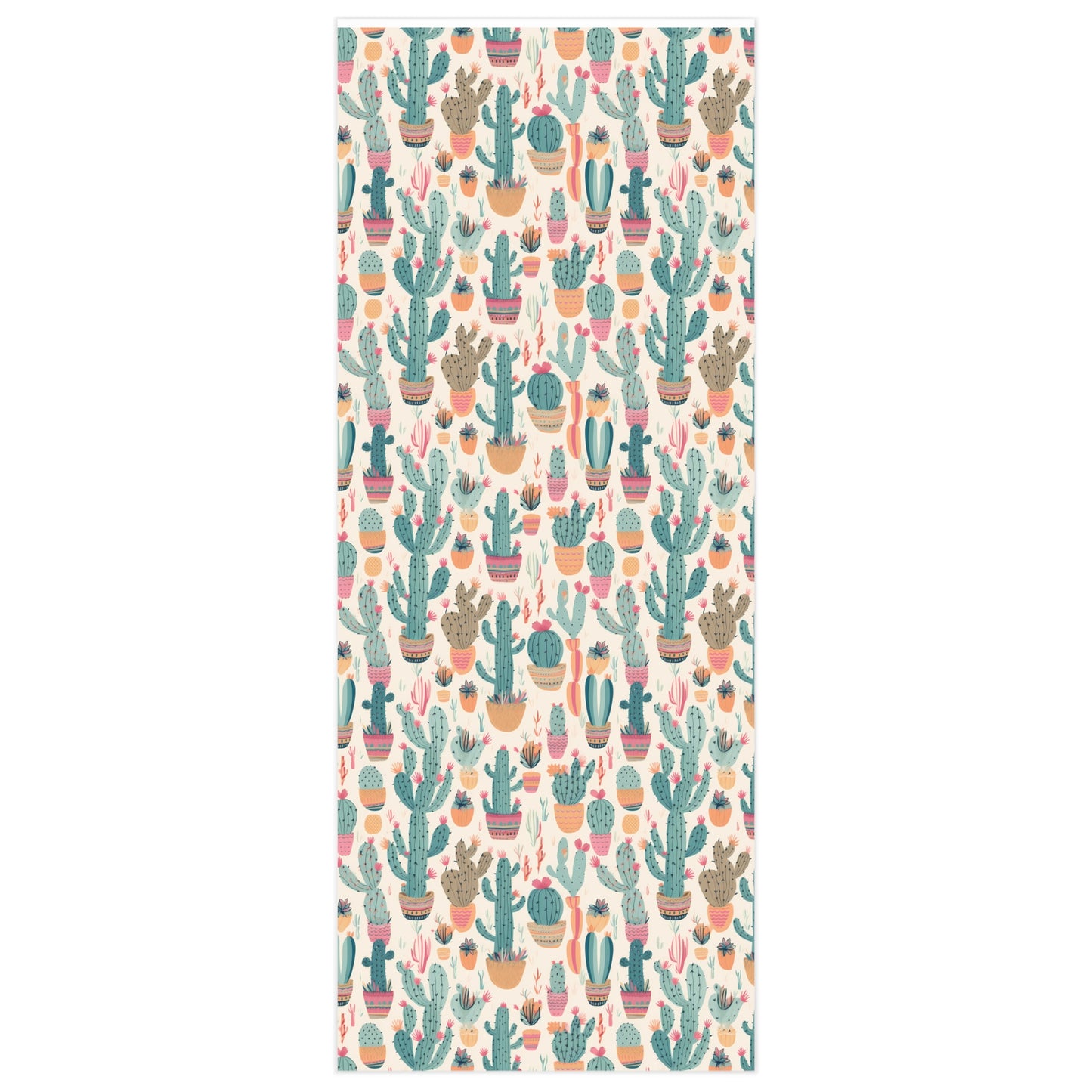 Desert Bloom Boom Wrapping Paper - Playful Cacti Pattern on Creamy Background. Fun, Playful, Young-at-Heart! Available in 2 sizes: 24" x 36" or 24" x 60"