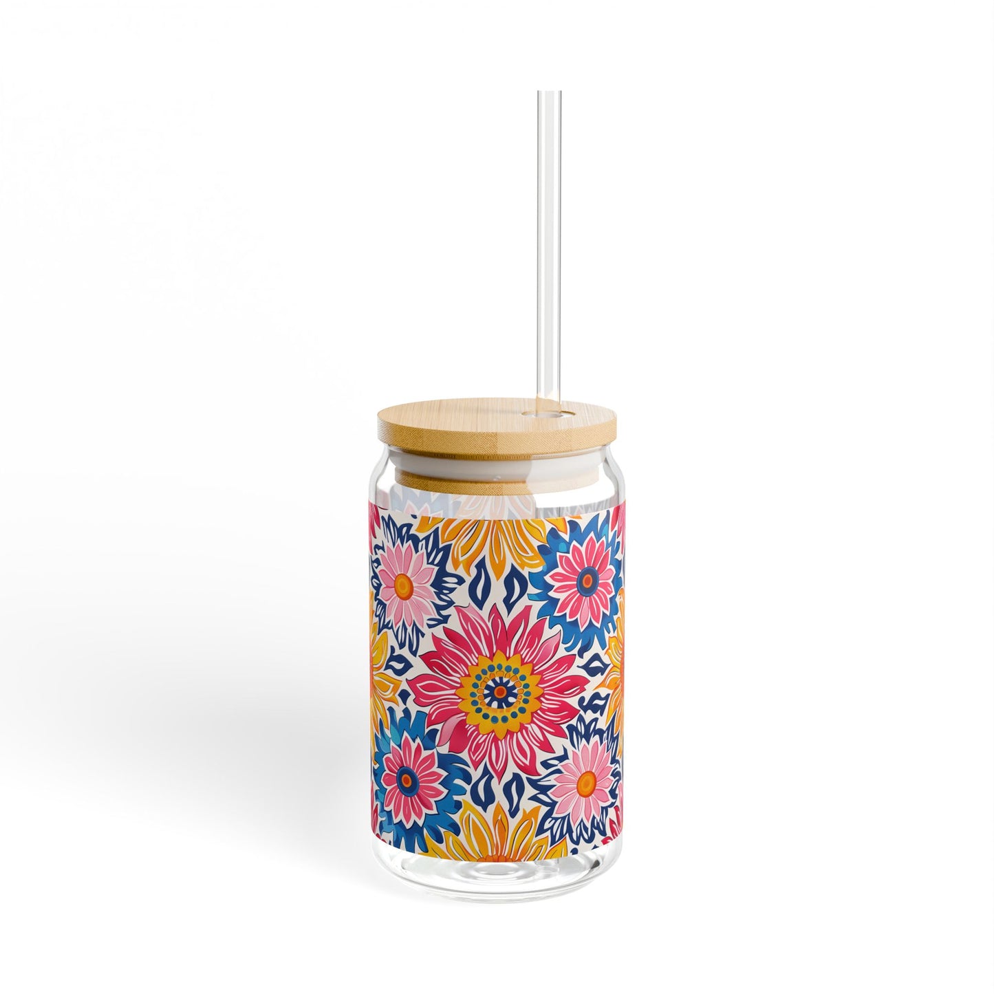 Sunsplash Petals Sipper Glass Tumbler - 16 oz - Sip in the Sunshine with Every Petal!