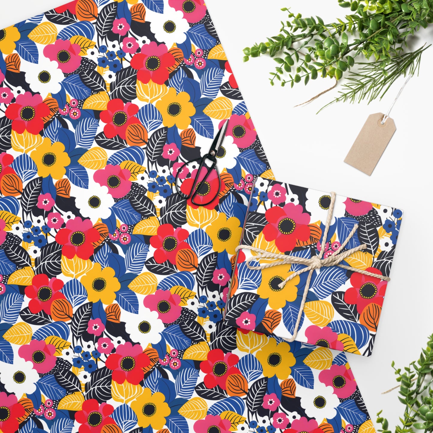 Blossom Burst Wrapping Paper. Wrap Your Gifts in a Burst of Bold Blooms! Available in 2 sizes.