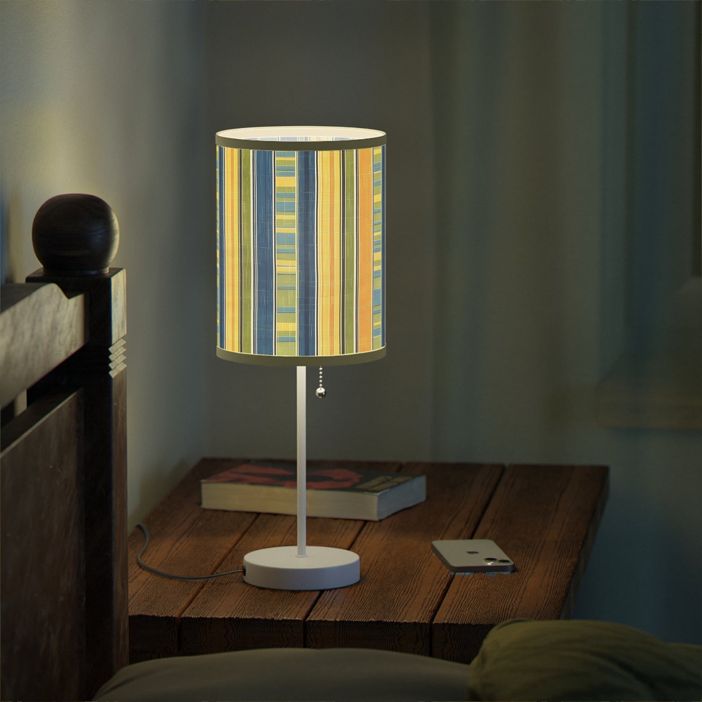 Summer Stripes Delight Modern Table Lamp. 20" Tall, Metal Stand, US|CA Plug, Available in 2 Finishes & Multiple Trim Colors