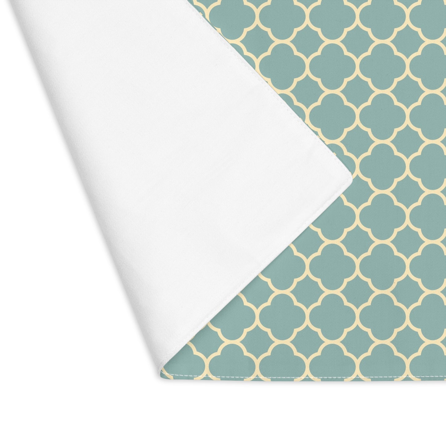Soft Blue Quatrefoil Placemat - Elevate Your Dining with Serene Elegance! Cotton Twill - 18" x 14"