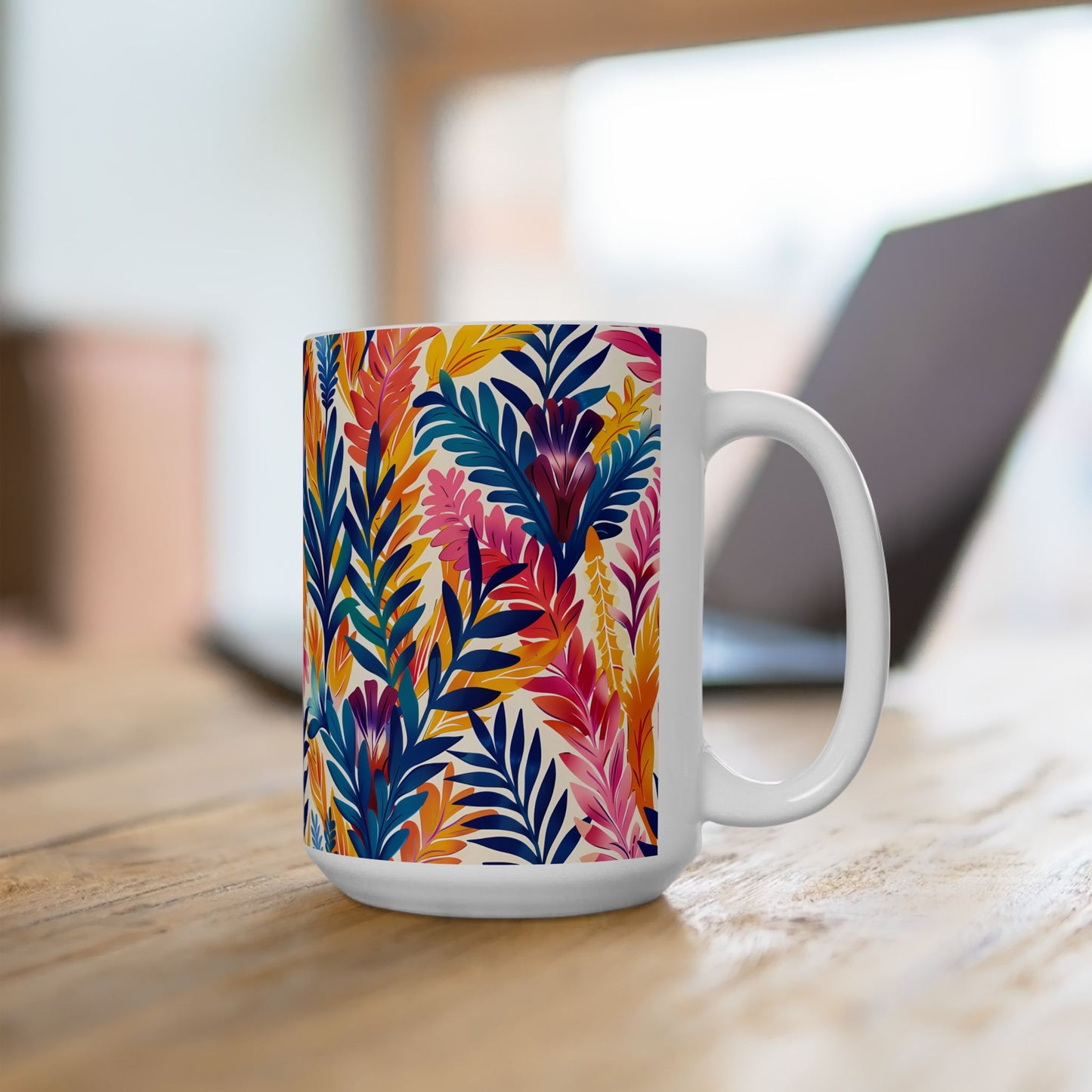 Fern-Tastic Whimsy Ceramic Mug - 15 oz. - Sip in Style with a Splash of Whimsy!