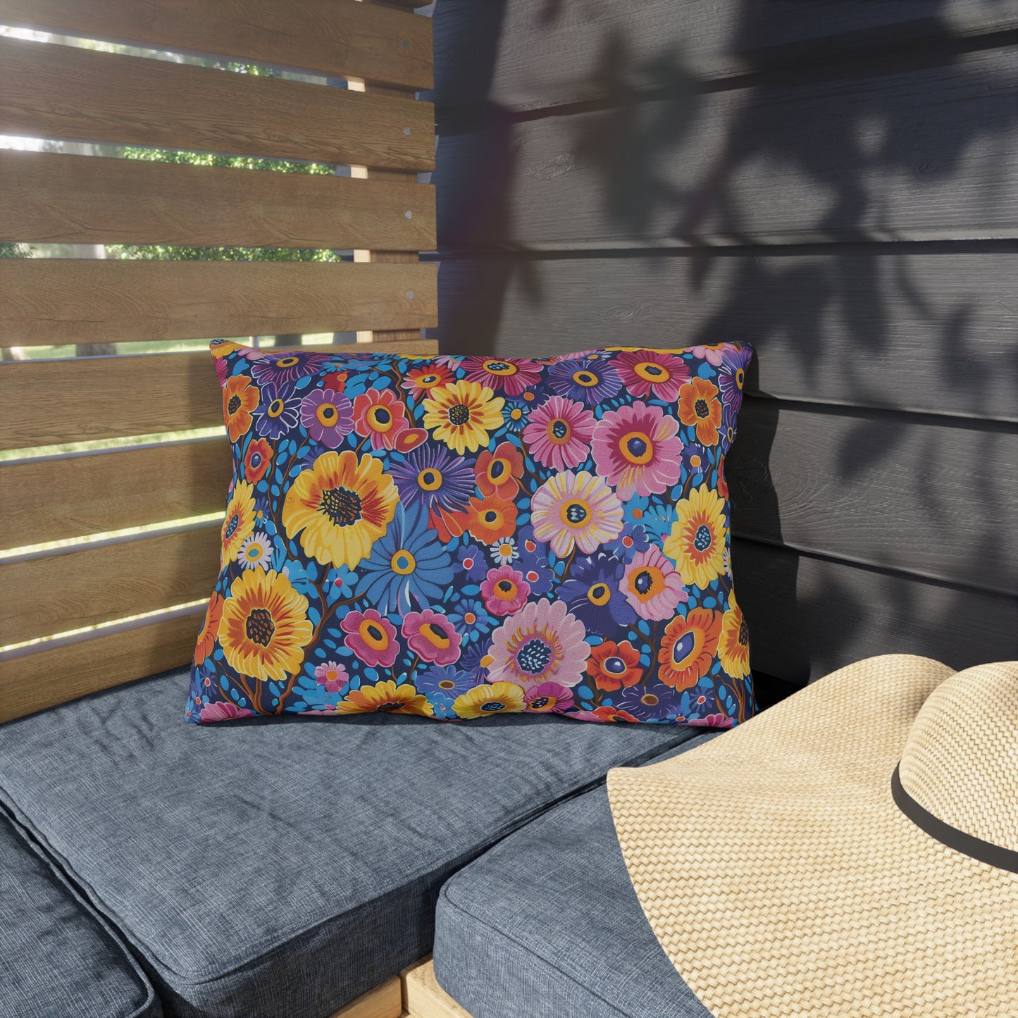Midnight Garden Whimsy Outdoor Lumbar Pillow - Spun Polyester - Double-Sided Print - UV-Resistant - Water-Resistant - Lumbar size: 20" x 14"