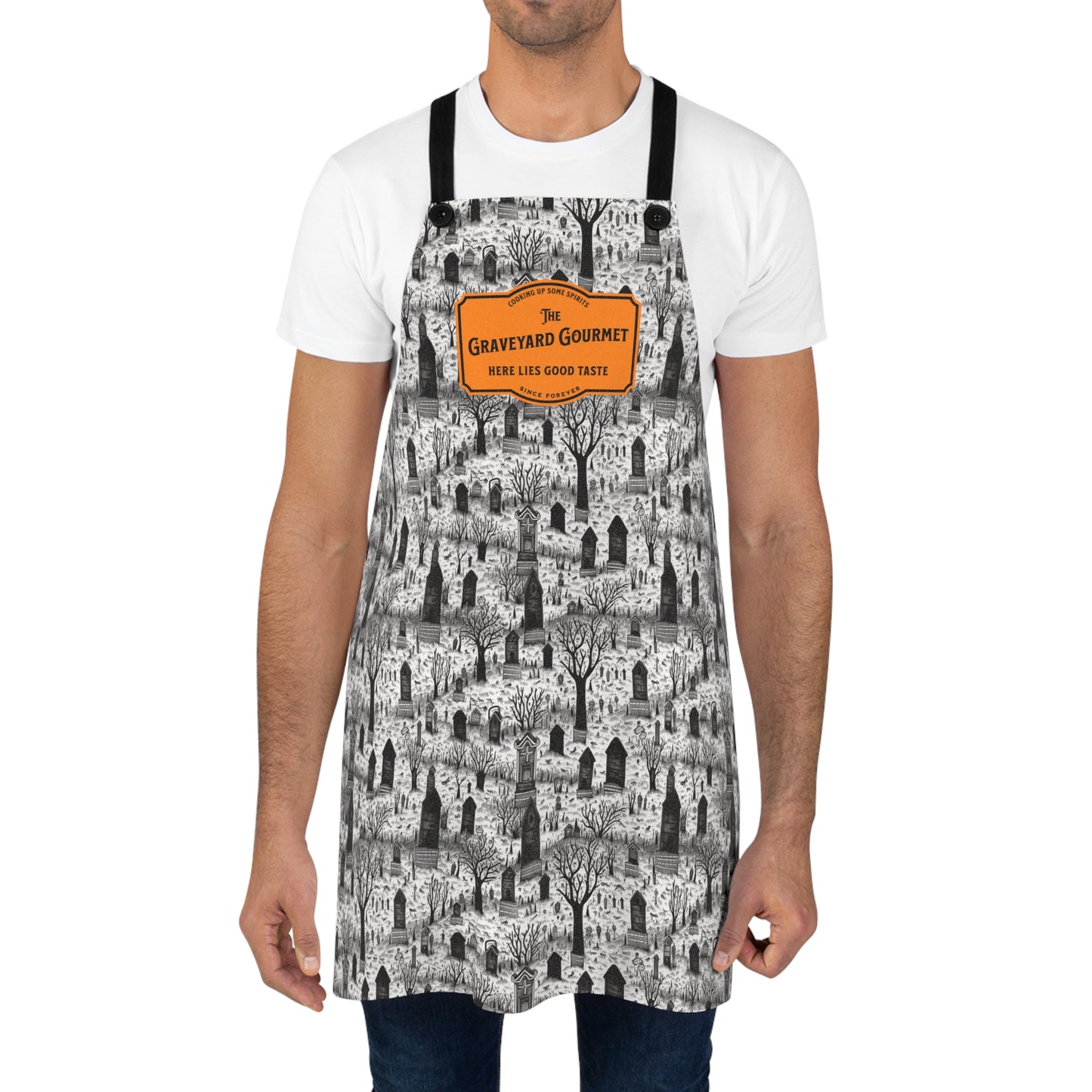 Spooky Gothic Cemetery Chic Halloween Adult Apron - The Graveyard Gourmet's Choice, Halloween Adult Bib Apron, Eat Drink & Be Scary in Style!