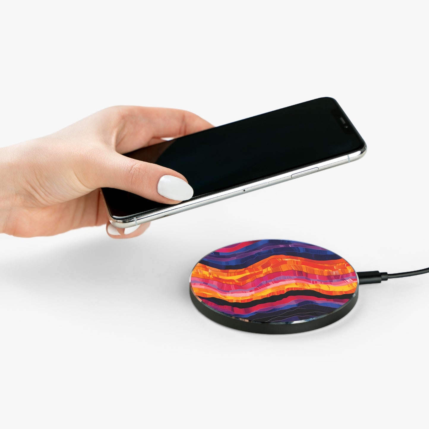 Desert Sunset Waves Wireless Charger - Charge into the Sunset with Desert-Inspired Elegance!